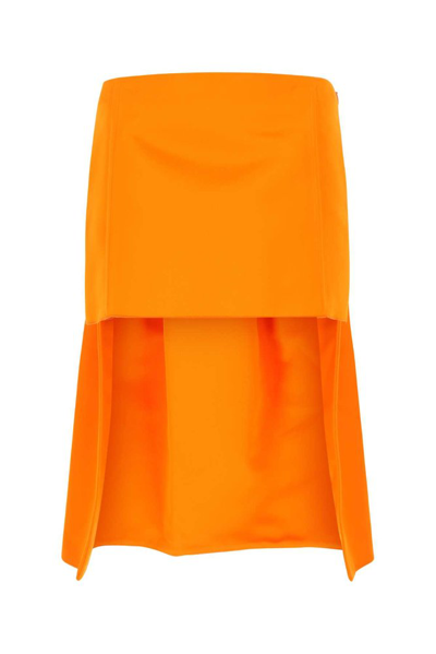Prada Women's Silk Duchess Satin Mini Skirt In Orange