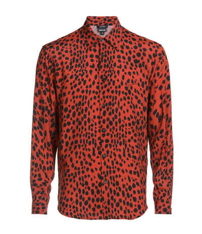 Just Cavalli Leopard Printed Buttoned Shirt In Red