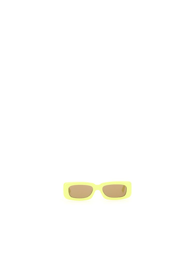 Attico The  Mini Marfa Rectangular Frame Sunglasses In Yellow