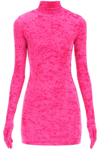 Vetements Velvet Styling Mini Dress In Fuchsia
