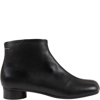 Mm6 Maison Margiela Kids' Tabi Leather Ankle Boots In Black