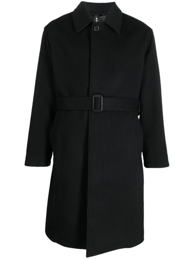 Mackintosh Belted Wool-cashmere Blend Trench Coat In Black