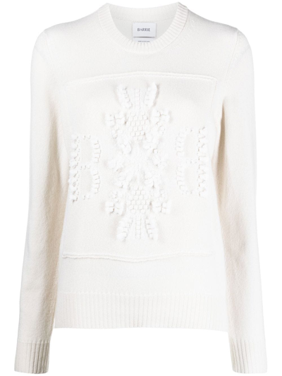 Barrie Round Neck Cashmere Jumper In White