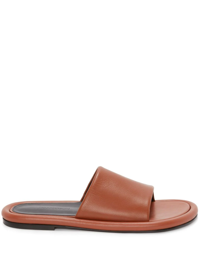 Jw Anderson Bumper-tube Leather Slides In Brown