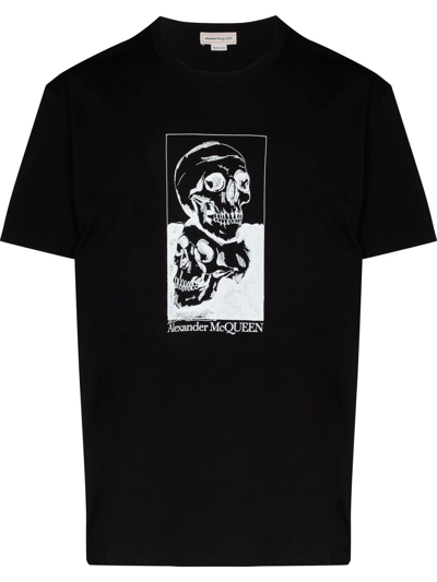 Alexander Mcqueen Black Skull Print Cotton T-shirt