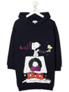 Marc Jacobs Peanuts Graphic-print Hooded Dress In Blue