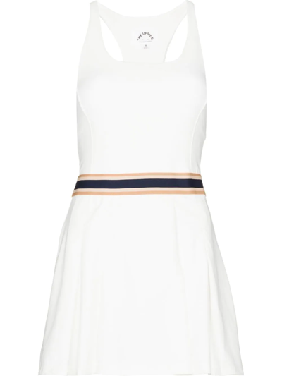 The Upside Racquet Kova Striped Pleated Recycled Stretch-jersey Tennis Dress In White