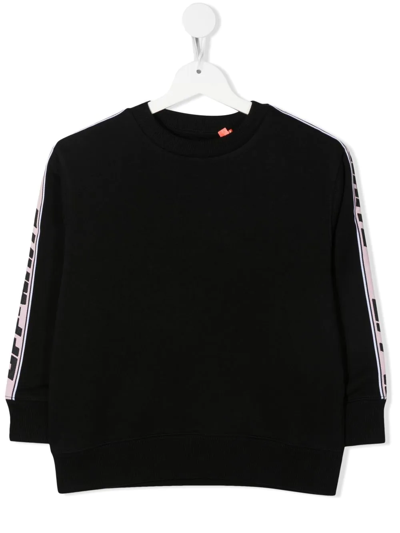 Off-white Kids' Logo-tape Crew Neck Jumper In 黑色