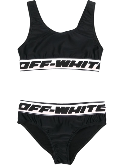 Off-white Logo-band Two-piece Bikini In 黑色
