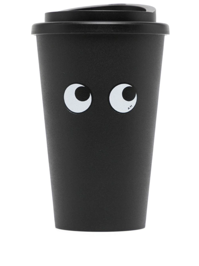 Anya Hindmarch Eyes-print Travel Coffee Cup In 黑色