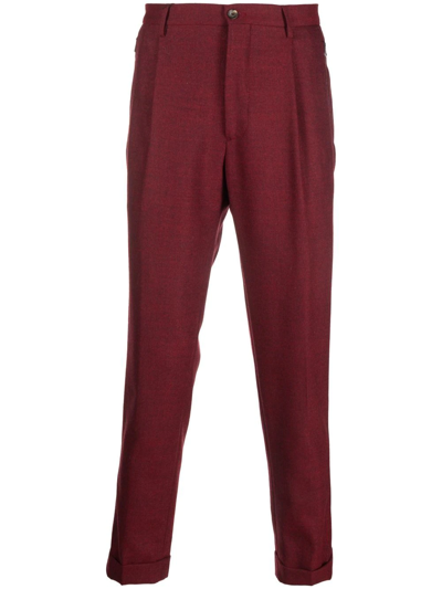 Etro Pleated Wool-blend Trousers In 红色