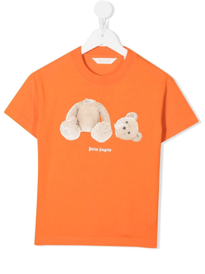 Palm Angels Teddy Bear Cotton T-shirt In Orange