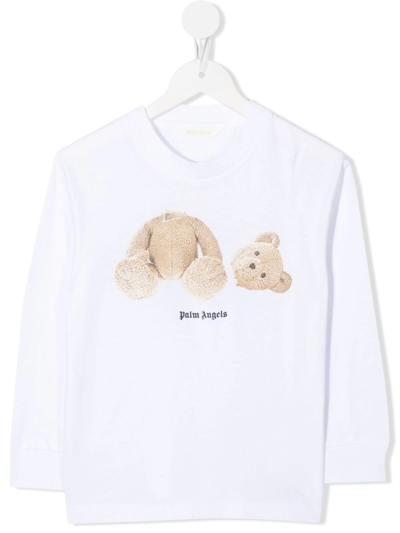 Palm Angels Bear-print Cotton T-shirt In White