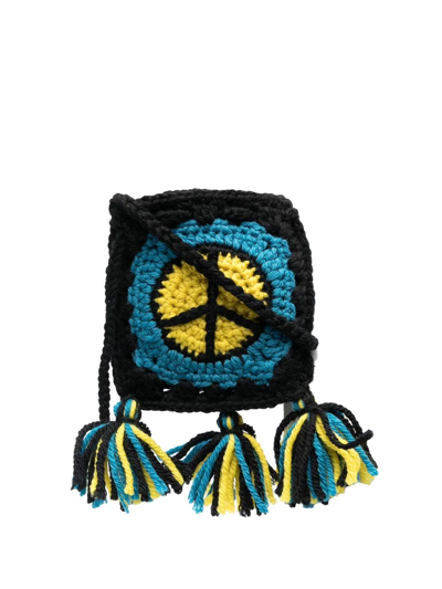Alanui Peace Wool Crochet Airpods Case In Light Blue