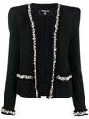 Balmain Embellished Tulle-trimmed Wool And Cotton Blazer In Black