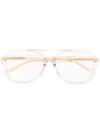 Saint Laurent Logo Square-frame Glasses In Neutrals