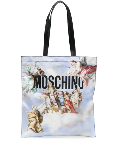 Moschino Graphic-print Shoulder Bag In Blue
