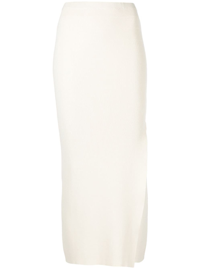 Altuzarra Irvette Ribbed-knit Midi Skirt In Ivory