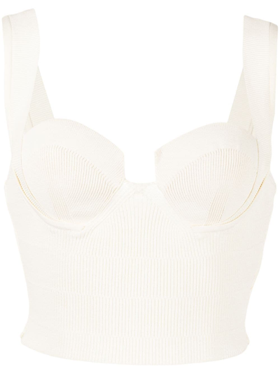 Altuzarra Nyneve Ribbed-knit Cropped Top In Ivory