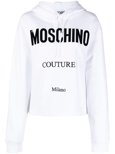 Moschino Logo Hoodie In White