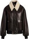 Khaite Shellar Shearling-trimmed Leather Jacket In Black/white
