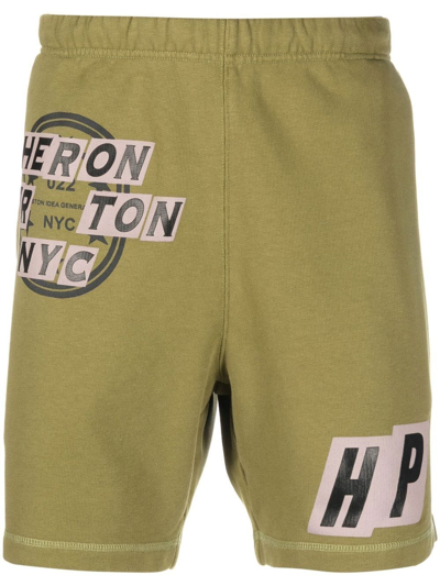 Heron Preston Logo-patch Track Shorts In Green