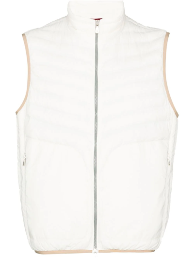Brunello Cucinelli High-neck Quilted-shell Down Gilet In White