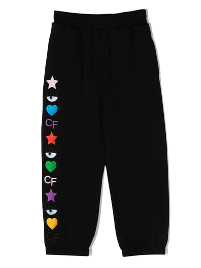 Chiara Ferragni Logo-embroidered Trousers In 黑色