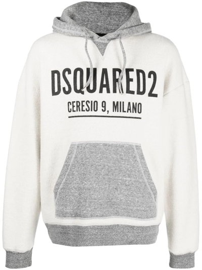 Dsquared2 Logo-print Cotton Hoodie In Off-white