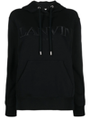 LANVIN EMBROIDERED-LOGO LONG-SLEEVE HOODIE