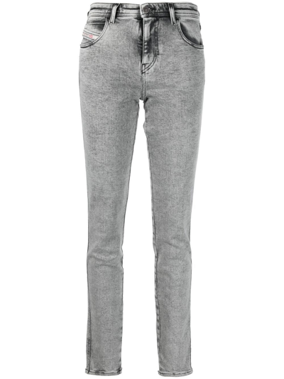 Diesel 2015 Acid-wash Straight-leg Jeans In Gray
