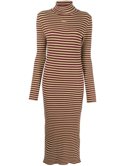 Wales Bonner Striped Roll Neck Knitted Dress In 351 Black &amp; Yellow