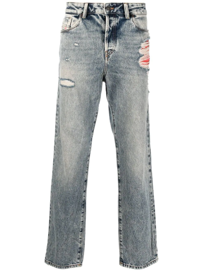 Diesel Distressed-effect Straight-leg Jeans In Blau