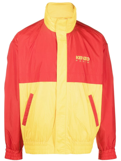 Kenzo Logo Colour-block Jacket In 黄色