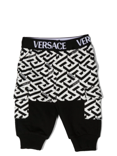 Versace Babies' Logo-print Trousers In 黑色