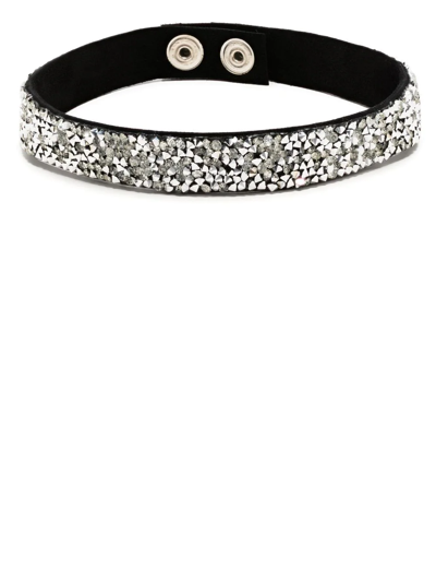 Manokhi Crystal-embellished Leather Choker In 银色