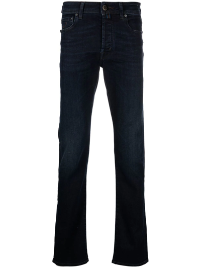 Jacob Cohen Embroidered-logo Straight-leg Jeans In 蓝色