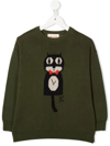 Bobo Choses Kids' Cat O'clock Knit Sweater Moss Green