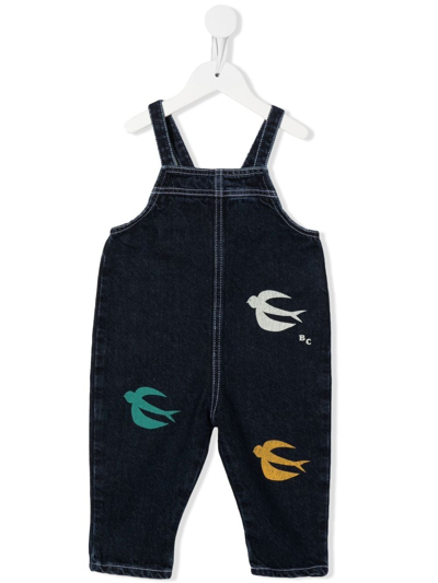 Bobo Choses Baby Navy Birds Dungaree Overalls In Blue