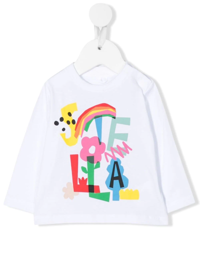 Stella Mccartney Babies' Logo-print Long-sleeve T-shirt In White