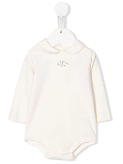 Teddy & Minou Logo Long-sleeve Babygrow In 中性色