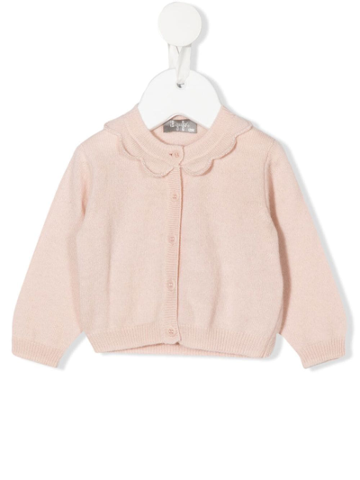 Il Gufo Babies' Ruffle Button-down Cardigan In 粉色