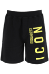 Dsquared2 Vertical Icon Print Jersey Sweat Shorts In Black