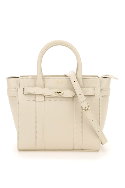 Mulberry Grain Leather Zipped Bayswater Mini Bag In Beige