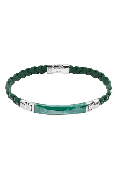 Effy Sterling Silver & Leather Malachite Bracelet In Green