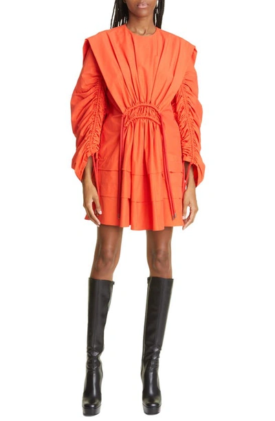 Aknvas Sydney Ruched Long Sleeve Shift Dress In Sienna