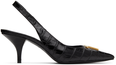 Tom Ford Black Croc Slingback Heels