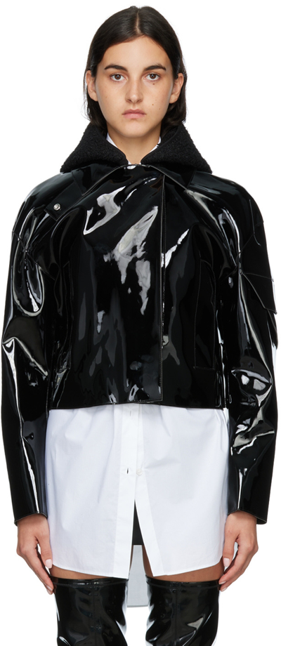 Alyx High-shine Pvc Cropped Moto Jacket In Black