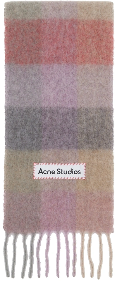 Acne Studios Vally Striped Alpaca-blend Scarf In Pink