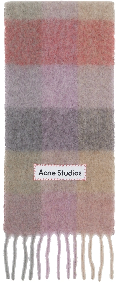 Acne Studios Vally Striped Alpaca-blend Scarf In Fuchsia Pink/yellow/